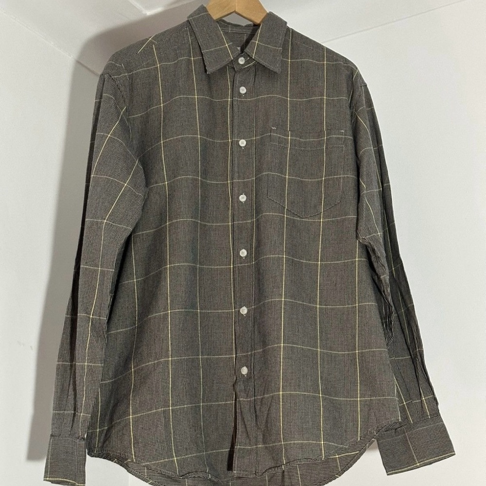 Versace Brown and Yellow Plaid Shirt